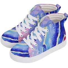 Painting Abstract Blue Pink Spots Kids  Hi-top Skate Sneakers by Pakrebo