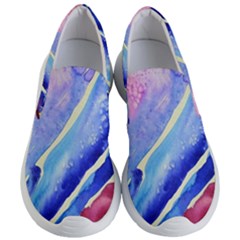 Painting Abstract Blue Pink Spots Women s Lightweight Slip Ons by Pakrebo