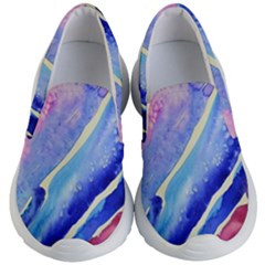 Painting Abstract Blue Pink Spots Kids  Lightweight Slip Ons by Pakrebo