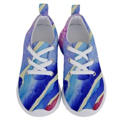 Painting Abstract Blue Pink Spots Running Shoes by Pakrebo