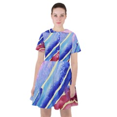 Painting Abstract Blue Pink Spots Sailor Dress by Pakrebo