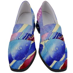 Painting Abstract Blue Pink Spots Women s Chunky Heel Loafers by Pakrebo