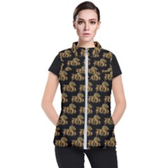 Dragon Motif Print Pattern Women s Puffer Vest by dflcprintsclothing