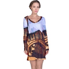 Street Architecture Building Long Sleeve Nightdress by Pakrebo