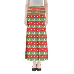 Christmas Papers Red And Green Full Length Maxi Skirt by Pakrebo