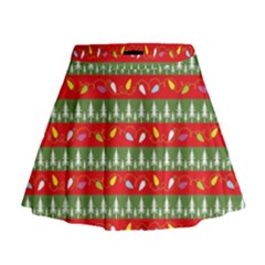 Christmas Papers Red And Green Mini Flare Skirt by Pakrebo