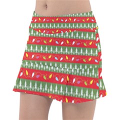 Christmas Papers Red And Green Tennis Skirt by Pakrebo