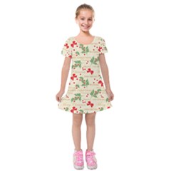 Christmas Paper Scrapbooking Kids  Short Sleeve Velvet Dress by Pakrebo