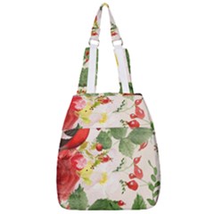 Christmas Bird Floral Berry Center Zip Backpack by Pakrebo