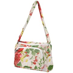 Christmas Bird Floral Berry Front Pocket Crossbody Bag by Pakrebo