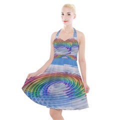 Rainbow Clouds Intimacy Intimate Halter Party Swing Dress  by Pakrebo