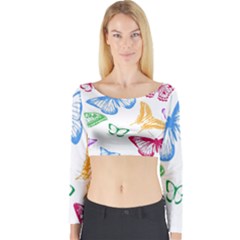 Butterfly Butterflies Vintage Long Sleeve Crop Top by Pakrebo