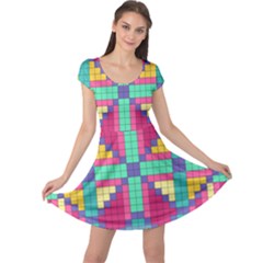 Checkerboard Squares Abstract Cap Sleeve Dress by Pakrebo