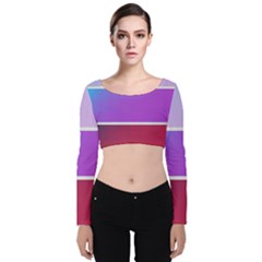 Pattern Banner Set Dot Abstract Velvet Long Sleeve Crop Top by Pakrebo