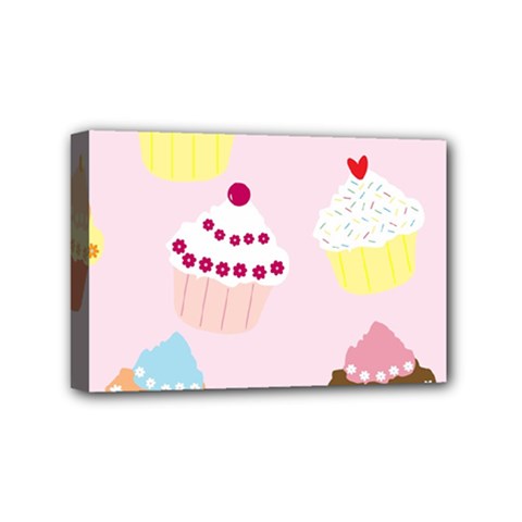 Cupcakes Wallpaper Paper Background Mini Canvas 6  X 4  (stretched) by Pakrebo