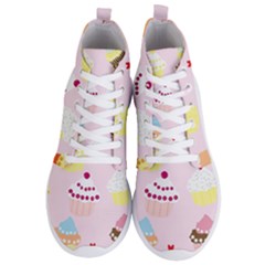 Cupcakes Wallpaper Paper Background Men s Lightweight High Top Sneakers by Pakrebo