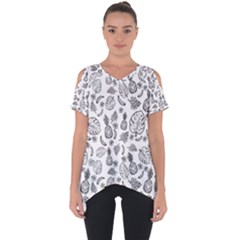 Tropical Pattern Cut Out Side Drop Tee by Valentinaart