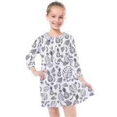 Tropical Pattern Kids  Quarter Sleeve Shirt Dress by Valentinaart