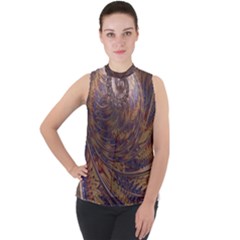 Swirl Fractal Fantasy Whirl Mock Neck Chiffon Sleeveless Top by Pakrebo