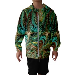 Fractal Artwork Pattern Digital Hooded Windbreaker (kids) by Pakrebo