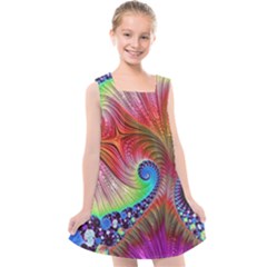 Fractal Art Fractal Colorful Kids  Cross Back Dress by Pakrebo