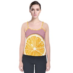 Pop Art Orange  Velvet Spaghetti Strap Top by Valentinaart