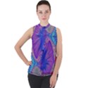 Fractal Artwork Art Design Mock Neck Chiffon Sleeveless Top View1