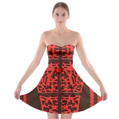 Red Present Strapless Bra Top Dress by DeneWestUK