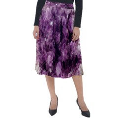 Amethyst Purple Violet Geode Slice Classic Velour Midi Skirt  by genx