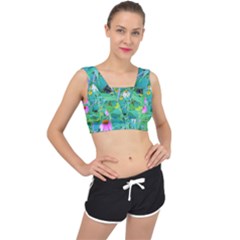 White And Purple Coneflowers And Yellow Rudbeckia V-back Sports Bra by myrubiogarden