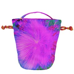 Psychedelic Purple Garden Milkweed Flower Drawstring Bucket Bag by myrubiogarden