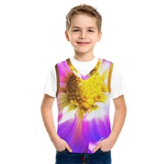 Purple, Pink And White Dahlia With A Bright Yellow Center Kids  Sportswear by myrubiogarden