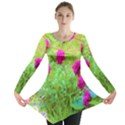 Impressionistic Purple Peonies With Green Hostas Long Sleeve Tunic  View1