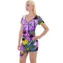 Yellow Flowers In The Purple Coneflower Garden Short Sleeve Asymmetric Mini Dress View1