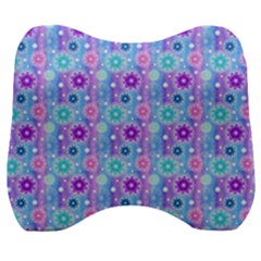 Flowers Light Blue Purple Magenta Velour Head Support Cushion by Pakrebo