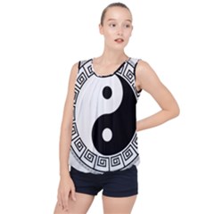 Yin Yang Eastern Asian Philosophy Bubble Hem Chiffon Tank Top by Pakrebo