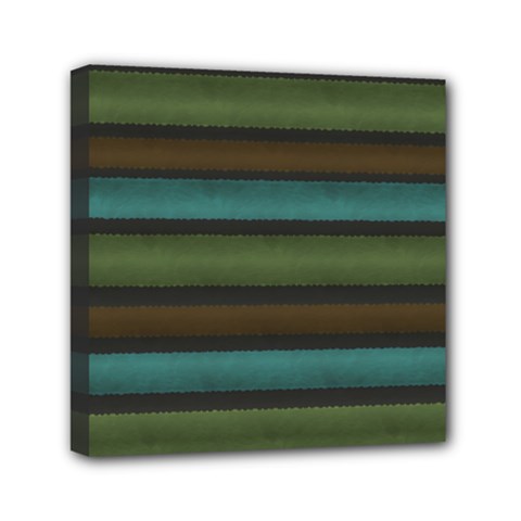 Stripes Teal Yellow Brown Grey Mini Canvas 6  X 6  (stretched) by BrightVibesDesign