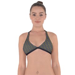 No Step On Snek Pattern Charcoal Dark Gray Background Meme Halter Neck Bikini Top by snek