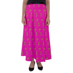 No Step On Snek Pattern Pink Background Meme Flared Maxi Skirt by snek