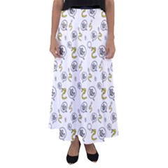 No Step On Snek Do Not Bubble Speech Pattern White Background Meme Flared Maxi Skirt by snek