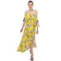 No Step On Snek DO NOT bubble speech Pattern yellow background Meme Maxi Chiffon Cover Up Dress View1