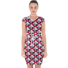 Trump Retro Face Pattern Maga Red Us Patriot Capsleeve Drawstring Dress  by snek