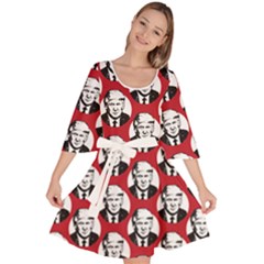 Trump Retro Face Pattern Maga Red Us Patriot Velour Kimono Dress by snek