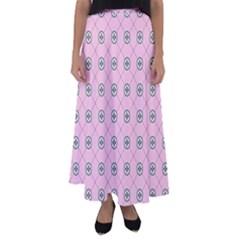 Kekistan Logo Pattern On Pink Background Flared Maxi Skirt by snek