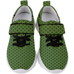 Logo Kekistan Pattern Elegant With Lines On Green Background Kids  Velcro Strap Shoes by snek