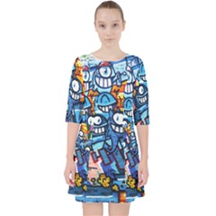 Graffiti Urban Colorful Graffiti Cartoon Fish Pocket Dress by genx