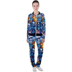 Graffiti Urban Colorful Graffiti Cartoon Fish Casual Jacket And Pants Set by genx