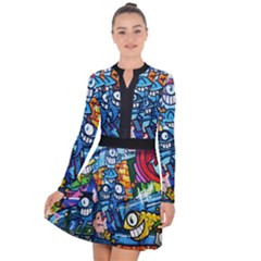 Graffiti Urban Colorful Graffiti Cartoon Fish Long Sleeve Panel Dress by genx