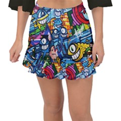 Graffiti Urban Colorful Graffiti Cartoon Fish Fishtail Mini Chiffon Skirt by genx