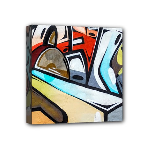 Blue Face King Graffiti Street Art Urban Blue And Orange Face Abstract Hiphop Mini Canvas 4  X 4  (stretched) by genx